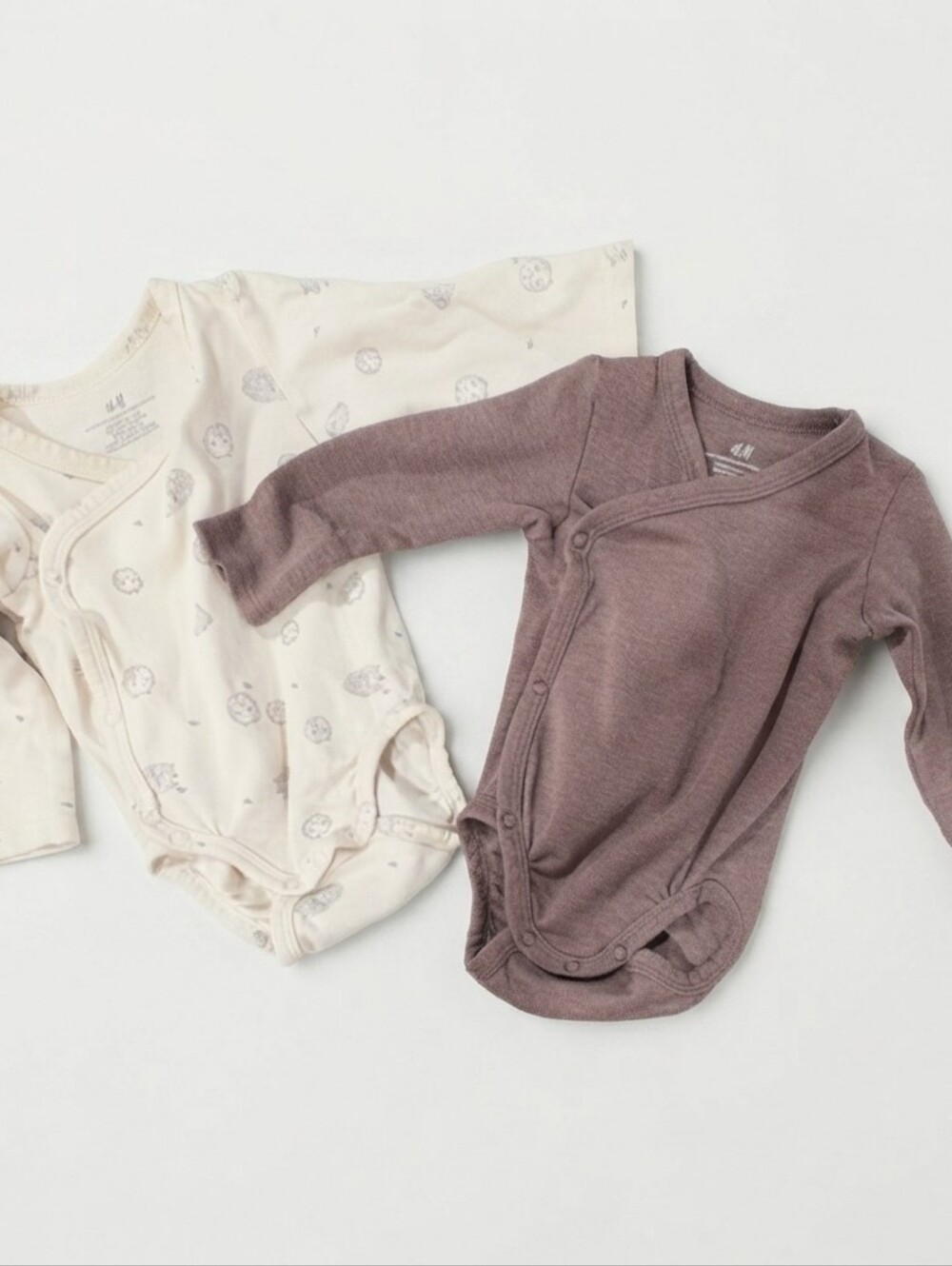 H&M 3-6M Kids One Pieces Set - Cream and Brown